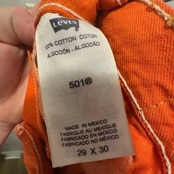 Vibrant Orange Jeans Levi 501 29x30 red tab - Picture 11 of 11